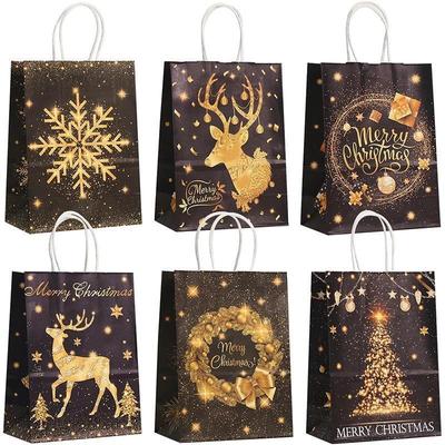 Gold Black Kraft Gift Bags Christmas Bronzing Paper Bag