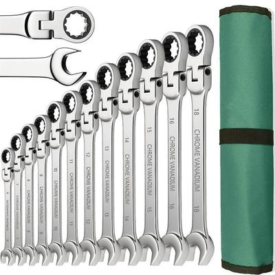 Ratchet Spanner Wrench Set 8-22mm Gear Ring Ratcheting Combi