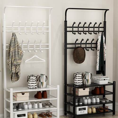Porch coat rack iron floor shoe rack cabinet coat hanger