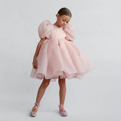 2022 NEW baby Girls frock puff sleeves lace yarn