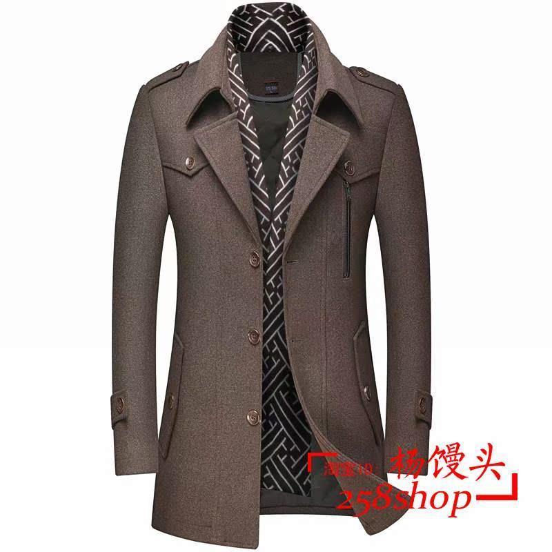 Winter Men&#39s Wool Coat Thick Warm Woolen Coat Male Ov