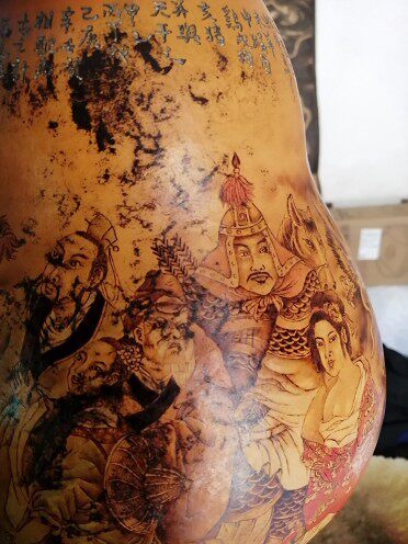 烙画十二元辰图瓢形葫芦皮厚响籽把玩收藏家庭装饰工艺葫芦