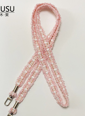 新款毛线斜挎双扣带小香风毛绒小包包背带替换带备用绳手机包拎带