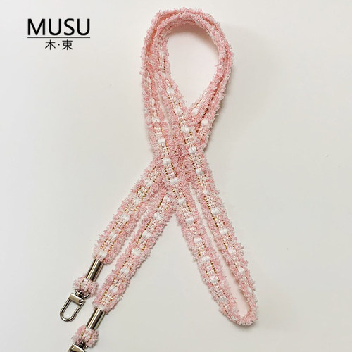 新款毛线斜挎双扣带小香风毛绒小包包背带替换带备用绳手机包拎带