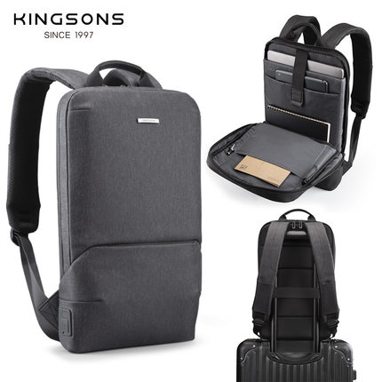 百格2025新款超薄背包简约轻便休闲男士双肩包学生笔记本电脑包