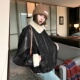 美拉德2025新款 宽松复古羊羔毛pu皮衣加厚短款 外套女冬机车皮夹克