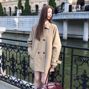 韩版小个子高级感大衣女款2025新款早秋巨好看中长款韩系风衣外套