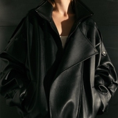 秋冬季 新款 重工复古立领机车服皮衣外套小个子港风PU皮夹克上衣女