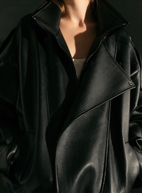 秋冬季新款重工复古立领机车服皮衣外套小个子港风PU皮夹克上衣女