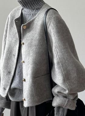 短款呢子大衣女毛呢外套2025秋冬季新款高级感韩系小个子保暖上衣