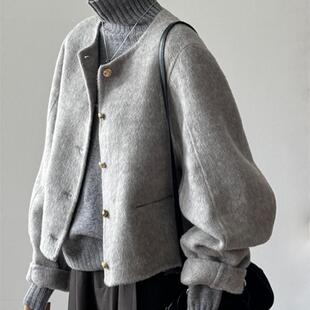 高级感韩系小个子保暖上衣 新款 短款 呢子大衣女毛呢外套2025秋冬季