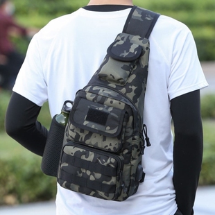 户外多功能斜挎胸包男运动休闲战术帆布单肩背包多功能路亚弹弓包