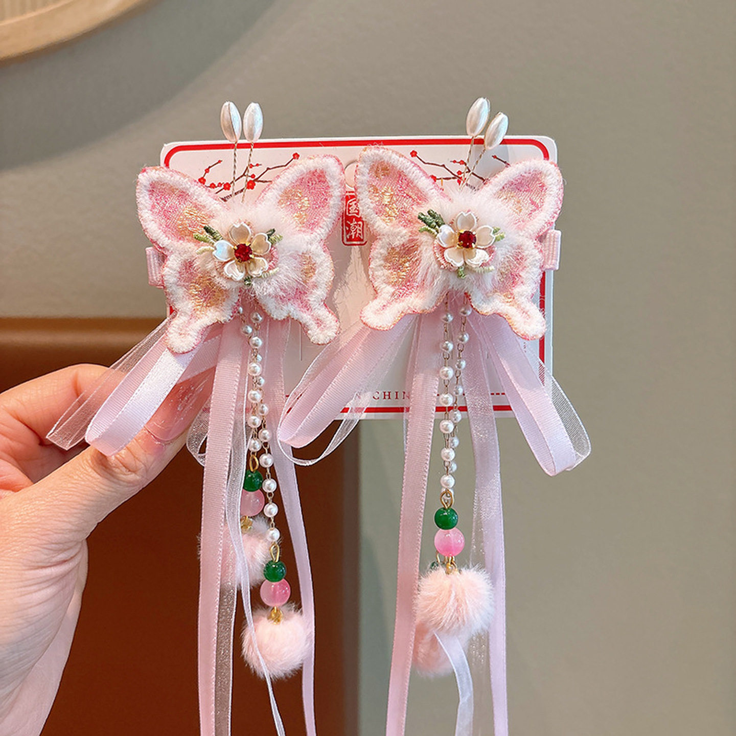 儿童新年发饰红色发夹2026马年蝴蝶古风过年宝宝头饰汉服拜年发卡,童装/婴儿装/亲子装,发饰,淘宝优惠券,粉丝福利购,淘宝优惠卷