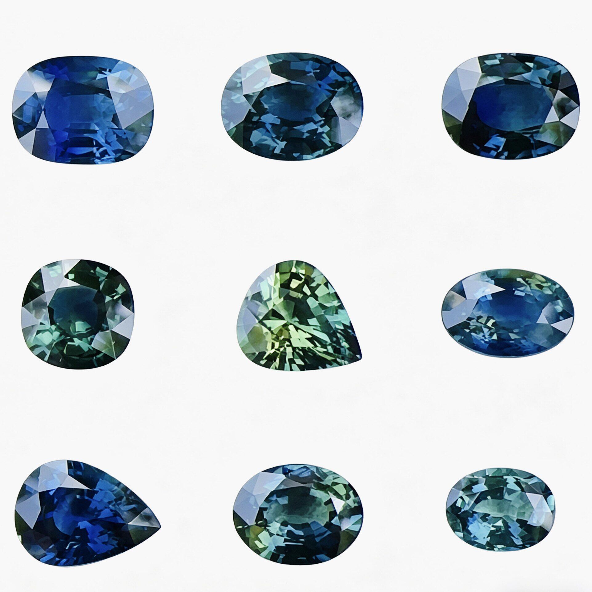 水鸭绿天然彩色蓝宝石裸石蓝绿色椭圆方形梨形枕形