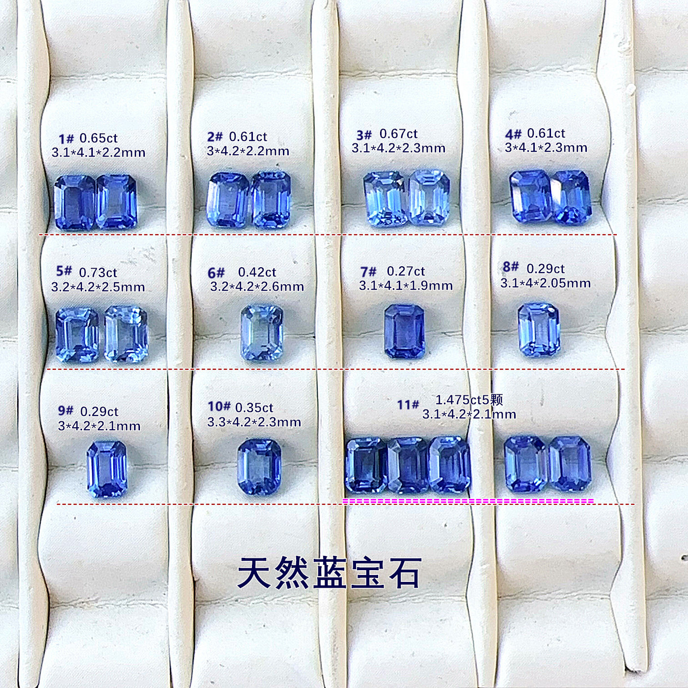 斯里兰卡矢车菊天然彩色蓝宝石裸石3*4小八角长方适合做耳钉戒指