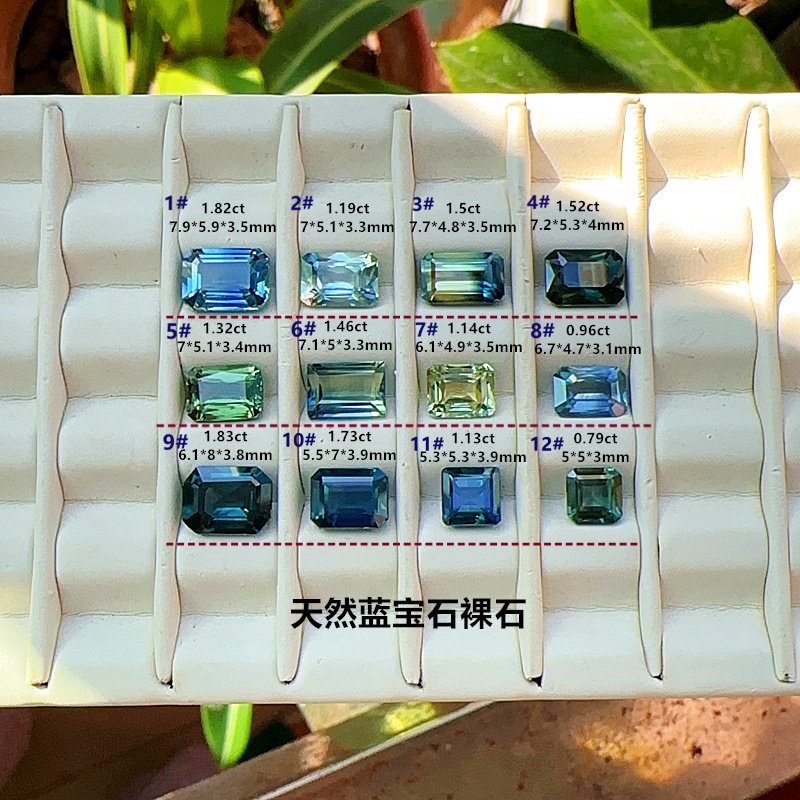 蓝绿色天然蓝宝石裸石水鸭绿长方形戒面定制男女戒指吊坠正品包邮,珠宝/钻石/翡翠,裸石,淘宝优惠券,粉丝福利购,淘宝优惠卷