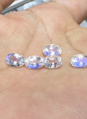 天然蓝月光石裸石椭圆5×7mm