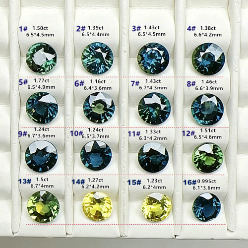 水鸭蓝绿蓝宝石裸石6.5mm