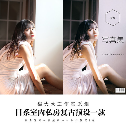 原创Lightroom调色日系室内胶片复古写真后期人像滤镜PS LR预设