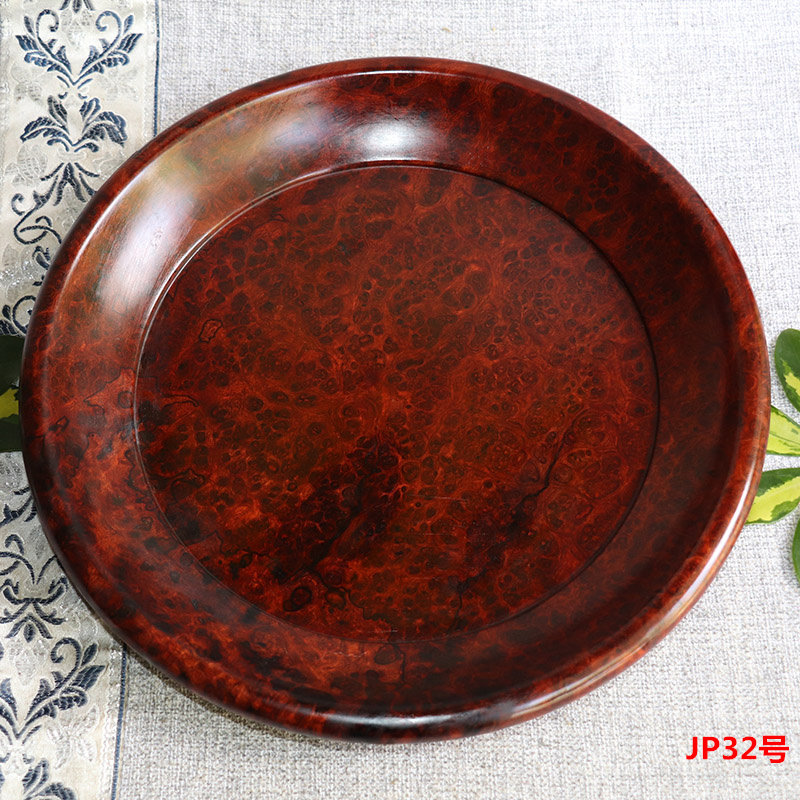 老红木缅甸花梨木树瘤瘿木 大果紫檀瘤33CM盘干果盘装饰盘子JP32