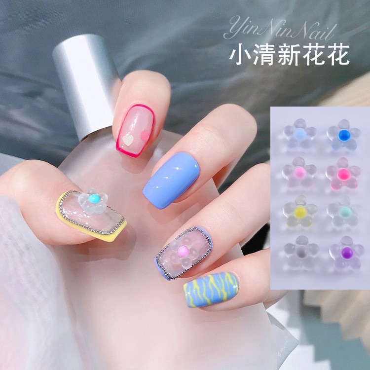 新款美甲网红小清新小花花磨砂