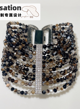 天然黑水晶小众高级感轻奢气质法式叠戴手链手环名媛甜酷风存在感