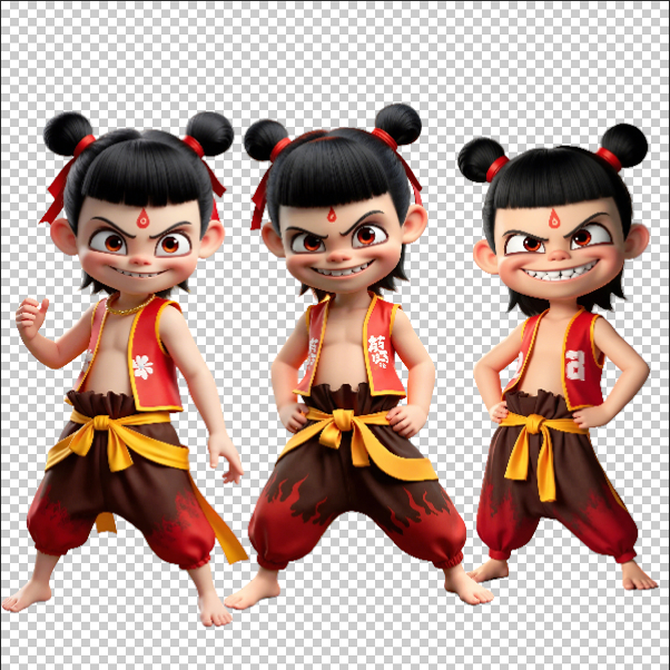 哪吒手插腰插画印花海报立牌设计素材免扣图png格