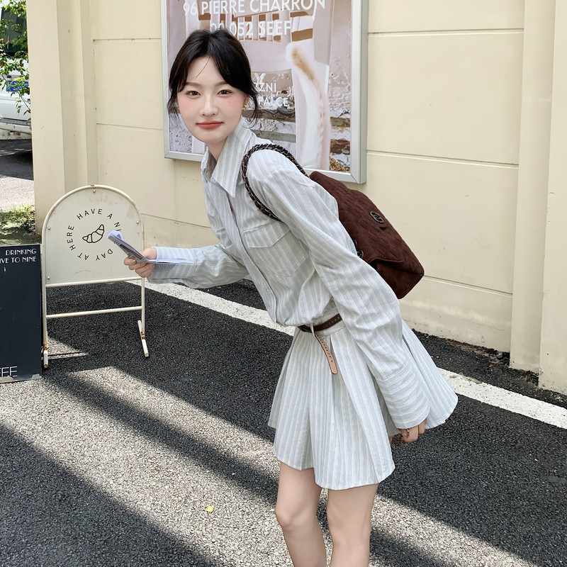 出货中新款条纹连衣裙送腰带131-7369P145K218,女装连衣裙,浙宝131