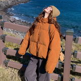 格子拼接灯芯绒羽绒服外套131-7580P285K428，女装羽绒服，浙宝131