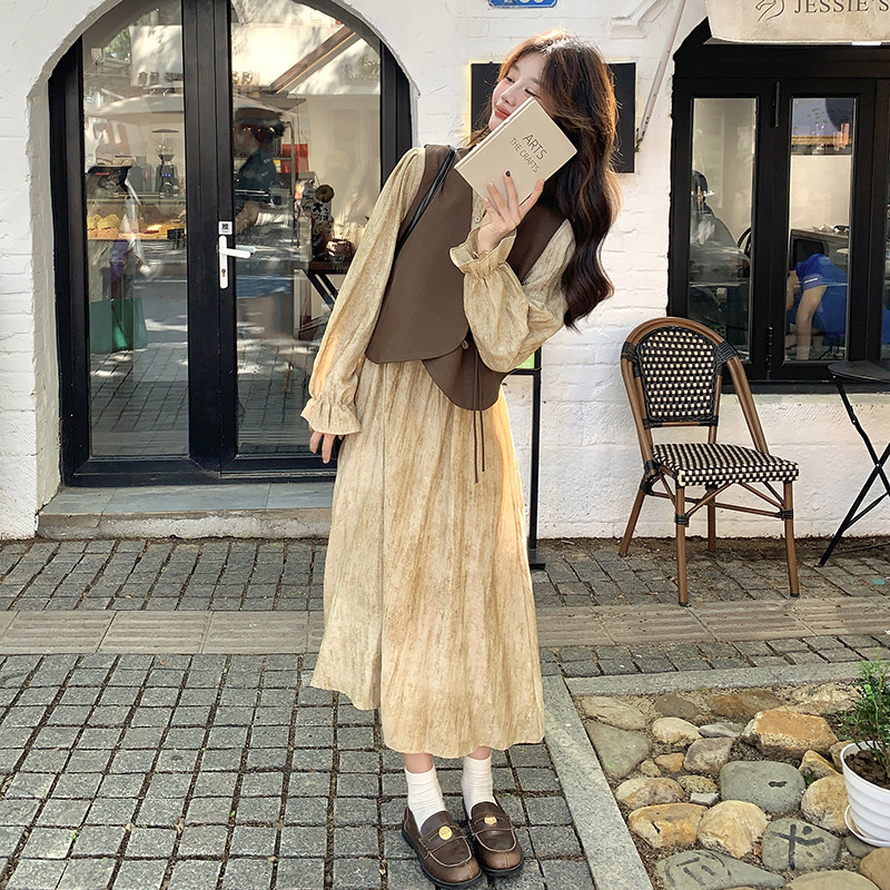 现货！连衣裙套装马甲长袖裙子两件套131-7037P155K228,女装连衣裙,浙宝131
