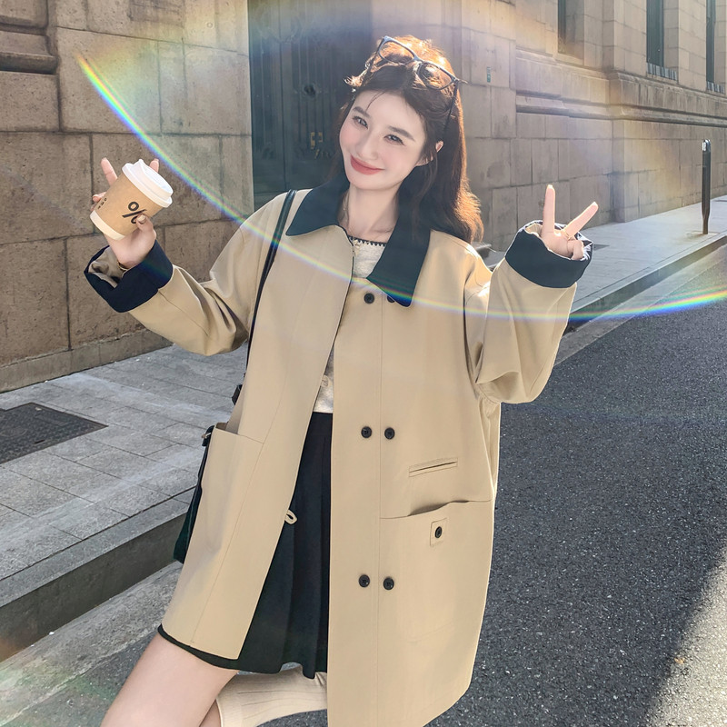新款现货撞色风衣外套131-7379P175K258,女装风衣,浙宝131