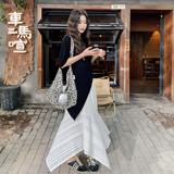 现货黑色T恤+白色不规则半身裙两件套131-7298P155K228，女装套装/套裙，浙宝131