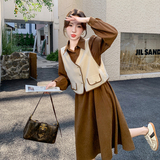现货2025秋季新款连衣裙马甲小香风两件套131-7058P145K218，商品下架区，浙宝131