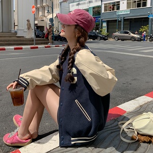 小个子拼接棒球服短外套女2025春季新款爆款情侣装休闲夹克上衣潮图片