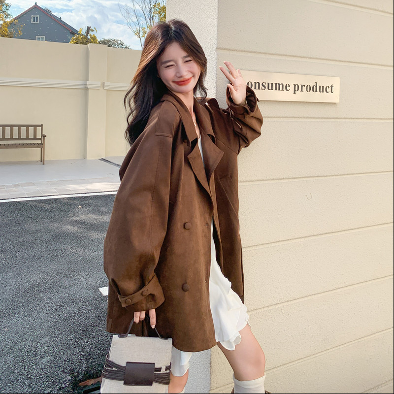 新款麂皮绒风衣外套131-7506P185K268,女装风衣,浙宝131