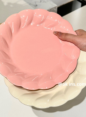 ins风花信风来盘少女心陶瓷餐具釉下彩家用盘子菜盘餐盘8英寸粉色