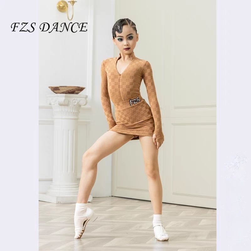 FZS DANCE 2023十二月新品L231双色可选酷女孩拉丁舞练习服棋盘格
