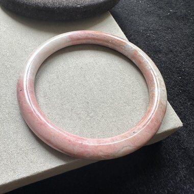 醒走 T06天然蔷薇辉石樱花粉橘细条美人镯子蔷薇石圆条手镯