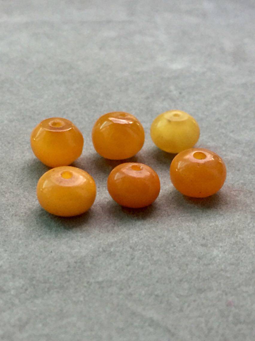 醒走 欧洲回流天然古董老蜜蜡鼓珠鸡油黄橘红皮老蜡腰珠扁珠配件