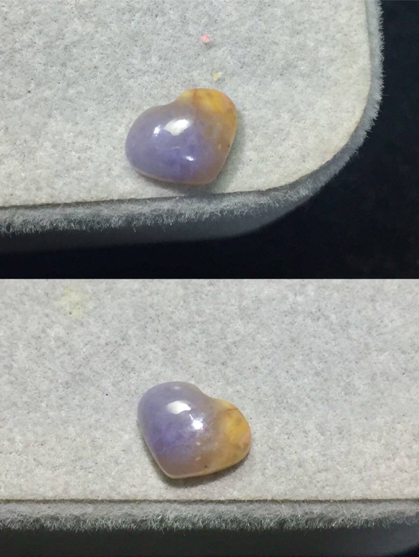 醒走 特色天然舒俱来蓝黄色爱心型桃心形戒面苏纪石蛋面裸石