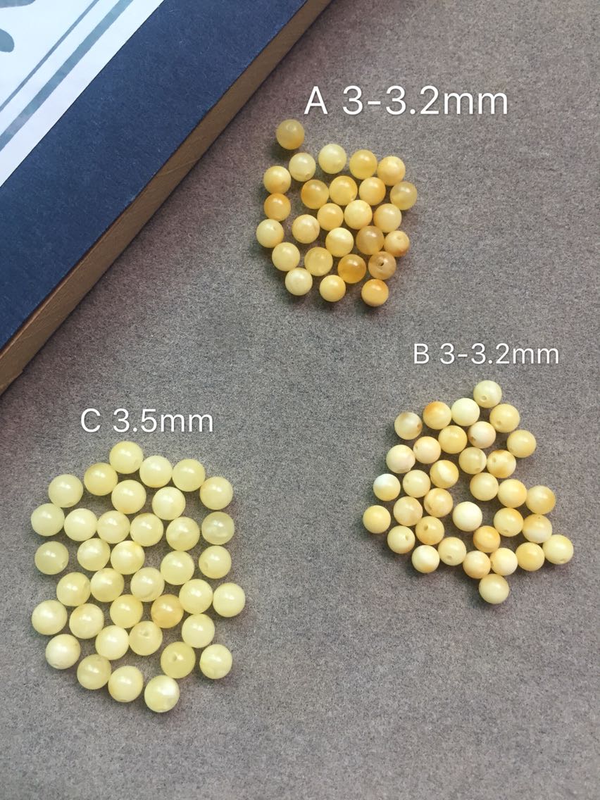 醒走 天然俄料白蜜蜡白花蜜蜡鸡油黄奶白瓷白3mm3.5mm散珠单珠子