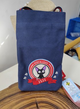 出口日本宫崎骏卡通黑猫帆布小号手机包收纳包零钱包斜挎包