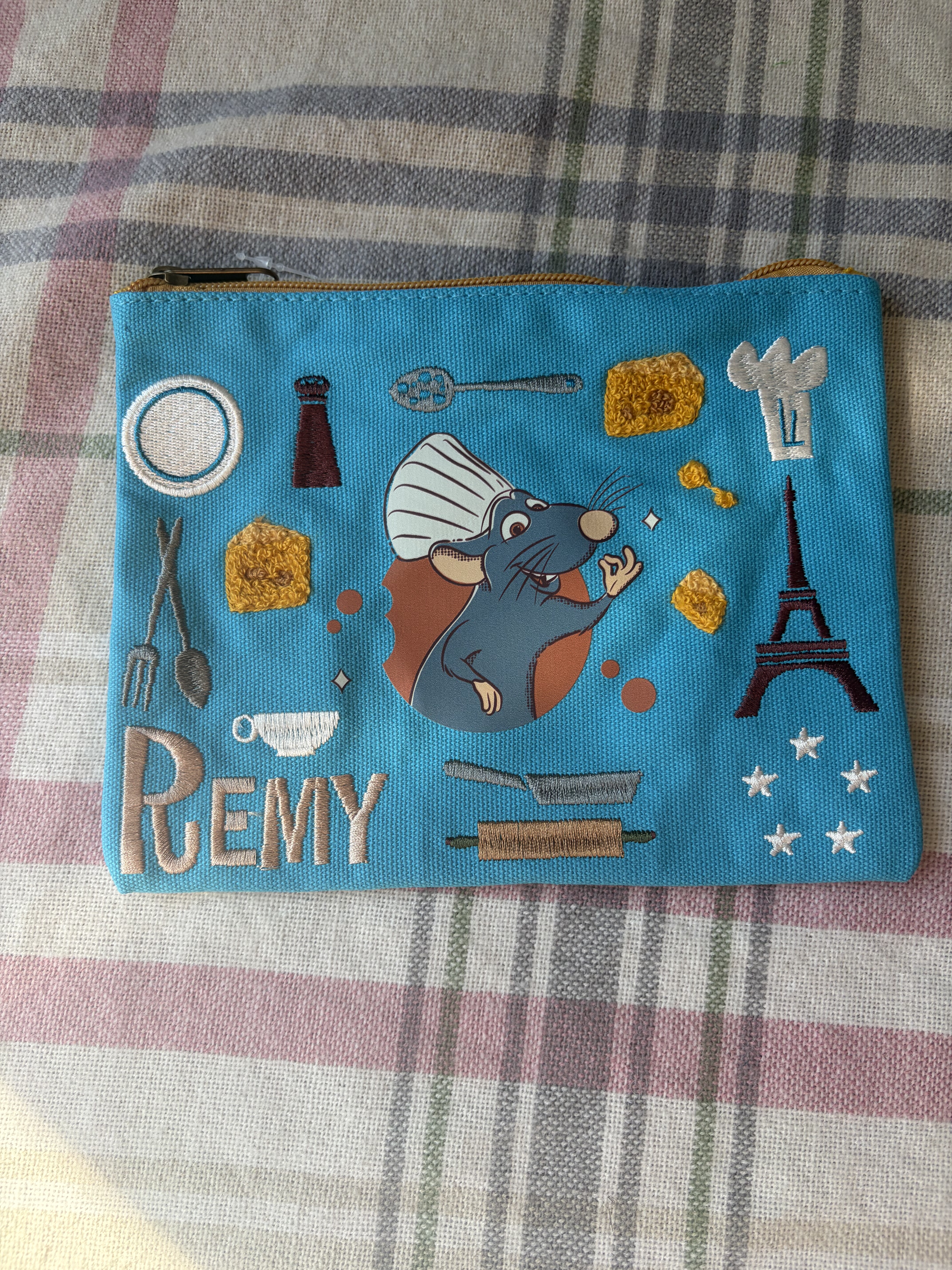 料理鼠王Remy刺绣帆布可爱卡通化妆包零钱耳机收纳袋手拿小包包