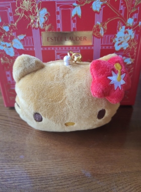夏威夷黑皮HelloKitty零钱包毛绒凯蒂猫挂件收纳小包可爱耳机包