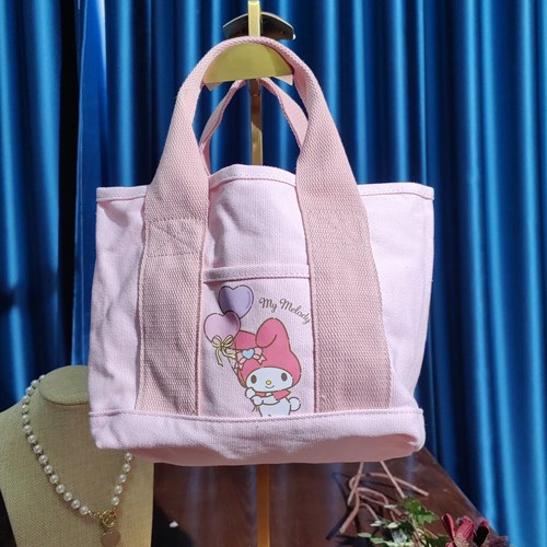 出口日本原单卡通可爱美乐蒂帆布手提包便携散步手拎包