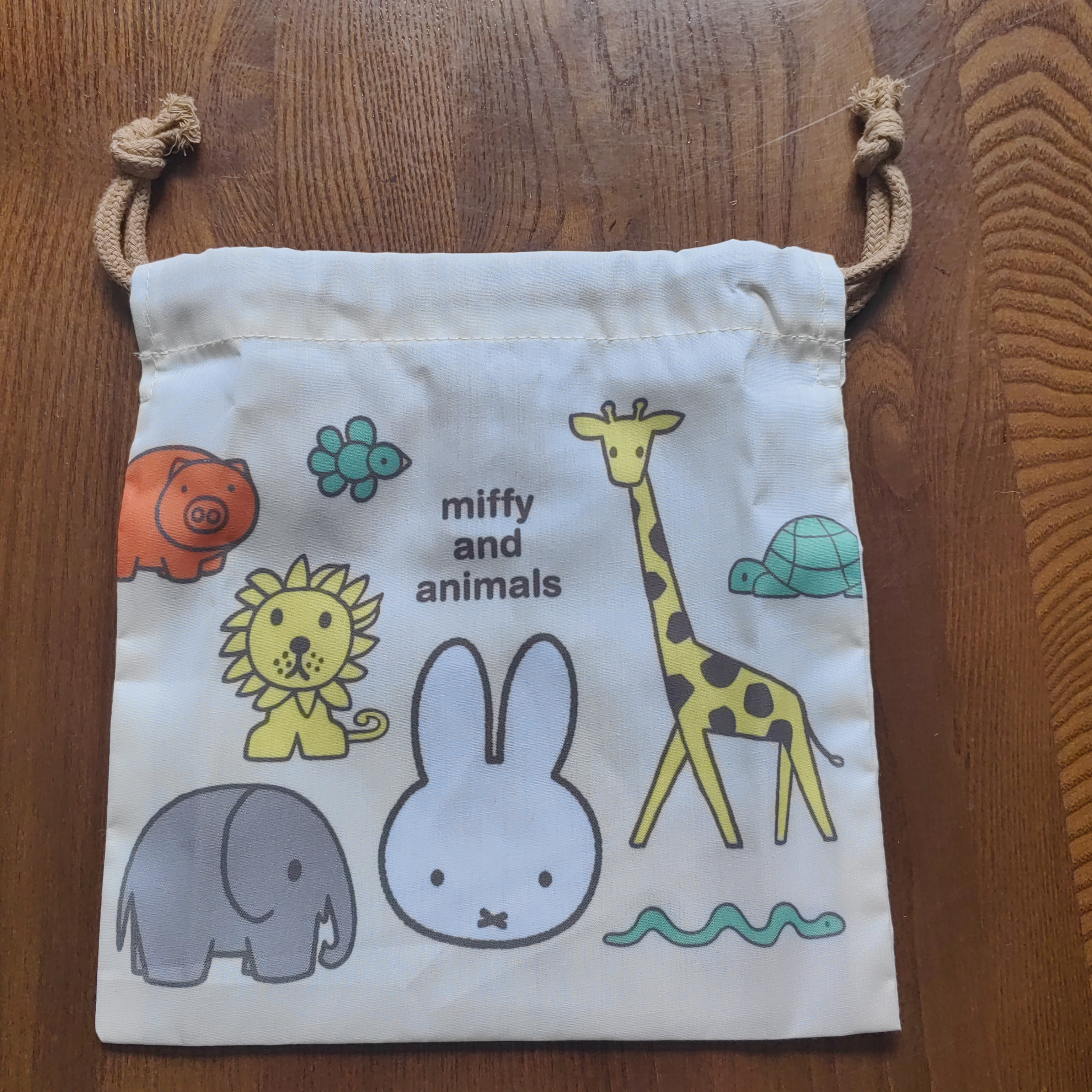 出口日本外贸原单米菲动物系列抽绳束口袋收纳袋化妆包杂物收纳袋