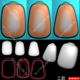 精一A-1619三款简易牌头平安无事牌带线jdp精雕图灰度玉雕刻图