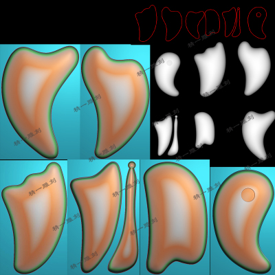 jdp格式1189按摩光面木雕玉雕刮痧板精雕图bmp灰度图浮雕刻图把件