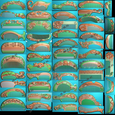 jdp格式-1533A精雕图梳子打包51张浮玉雕精浮雕图电脑雕刻图
