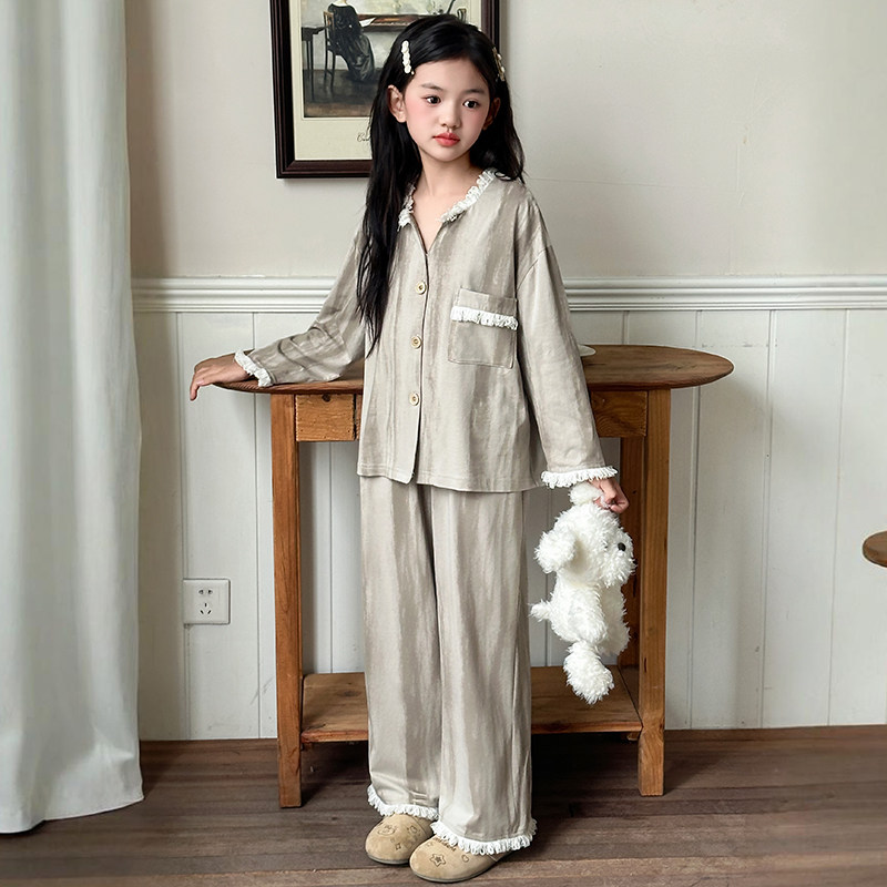 女童春秋舒适长袖家居服套装